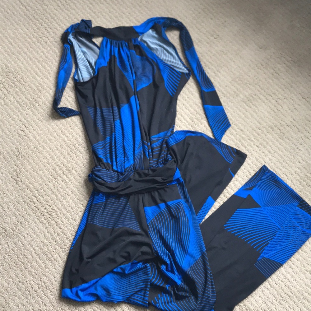 NWT Julian Chang Himara Jumpsuit Nova Blue & Black